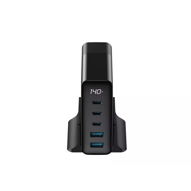 HAVIT Cargador de viaje UCLE004 EU 140W cinco puertos GaN negro