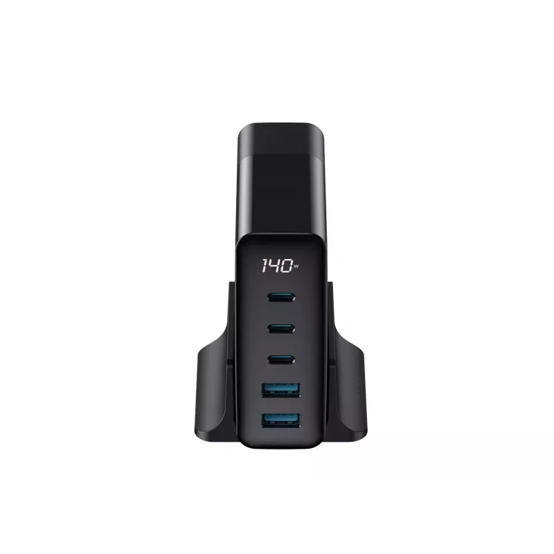 HAVIT Cargador de viaje UCLE004 EU 140W cinco puertos GaN negro