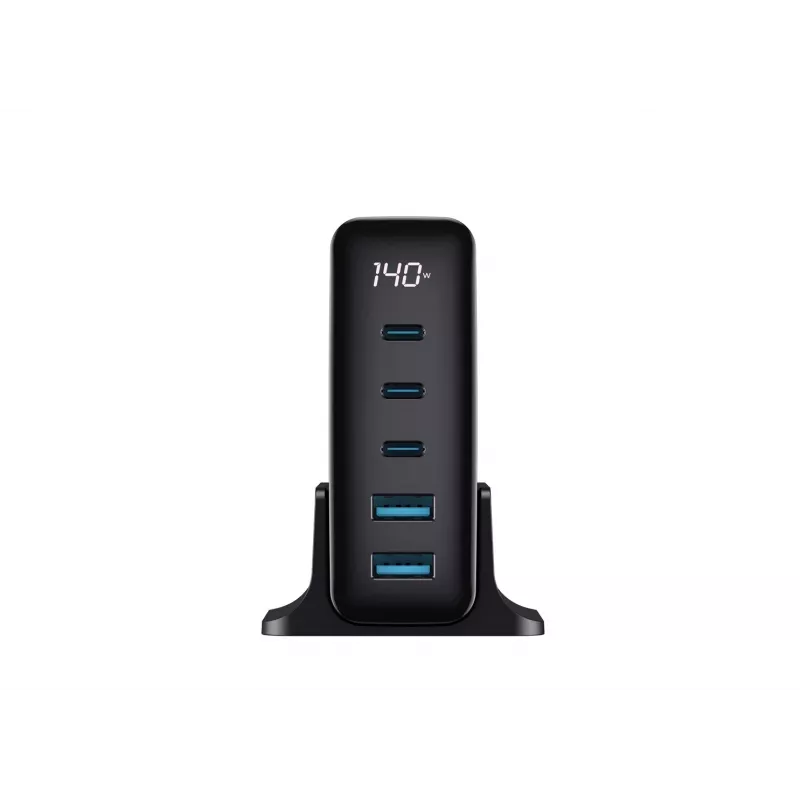 HAVIT Cargador de viaje UCLE004 EU 140W cinco puertos GaN negro