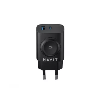 Havit UC132 EU cargador GaN 22W de dos puertos con carga inalámbrica negro