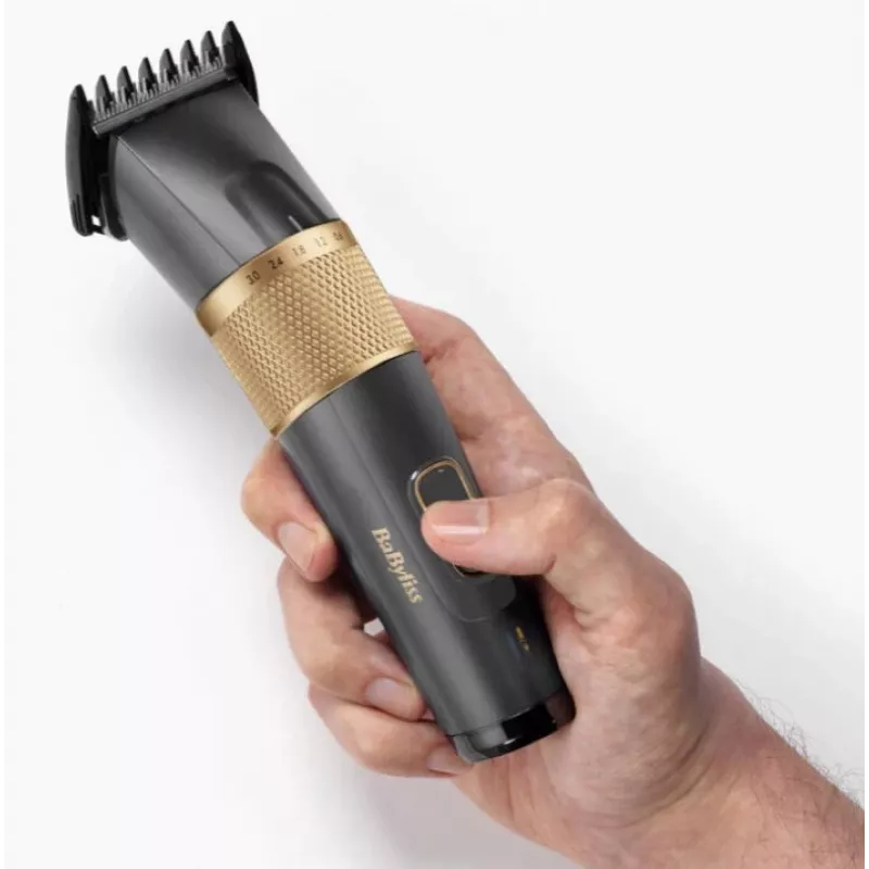 Recortador de pelo BaByliss E987E Gold Granite – batería Li-Ion recargable, 8 niveles de longitud, 0,6 mm – 28 mm, sumergible