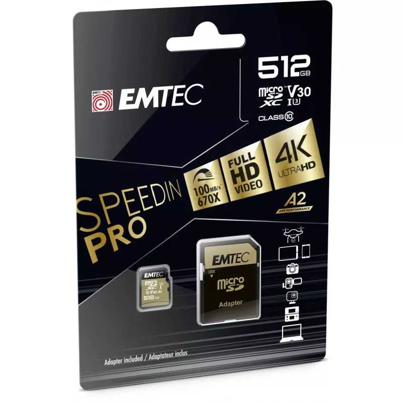 Tarjeta de memoria Emtec 512GB MicroSDXC UHS-I ECMSDM512GXC10SP