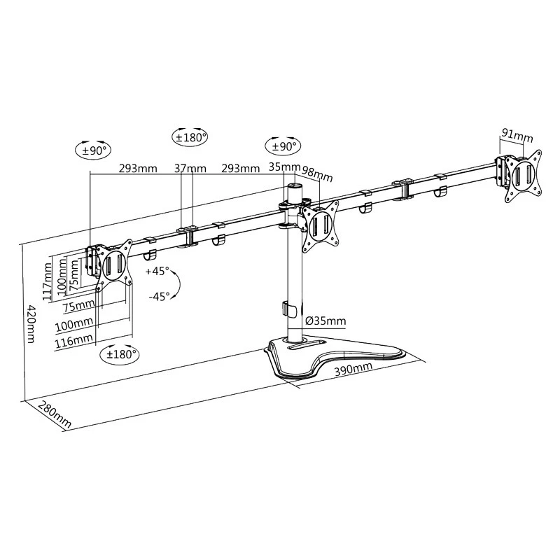 LOGILINK BP0174 Soporte para triple monitor 17-27