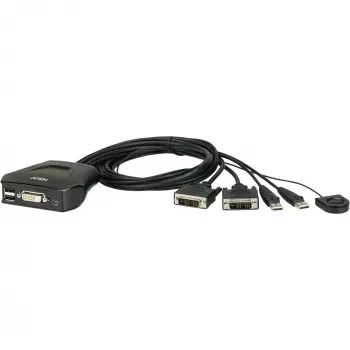 Aten Conmutador KVM USB DVI de 2 puertos con mando a distancia para selección de puerto