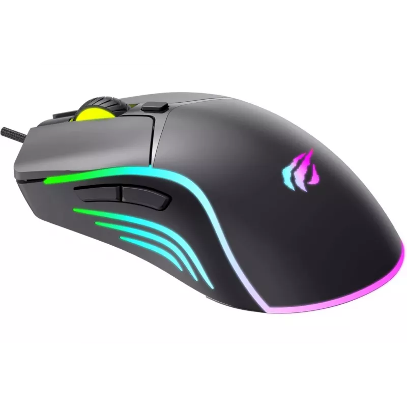 Ratón gaming Havit MS1038 negro ambidiestro USB 8000 DPI 7 botones