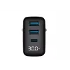 Cargador HAVIT UCLE001 EU GaN de tres puertos 30 W negro — cargador USB compacto con 3 conexiones