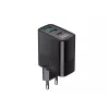 Cargador HAVIT UCLE001 EU GaN de tres puertos 30 W negro — cargador USB compacto con 3 conexiones