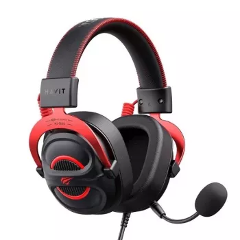Auriculares Havit H2002E Pro con cable gaming negro rojo