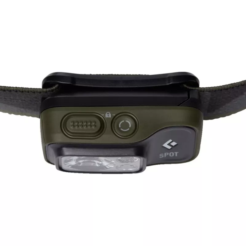 Black Diamond Spot 400 negro, linterna frontal con banda frontal color oliva