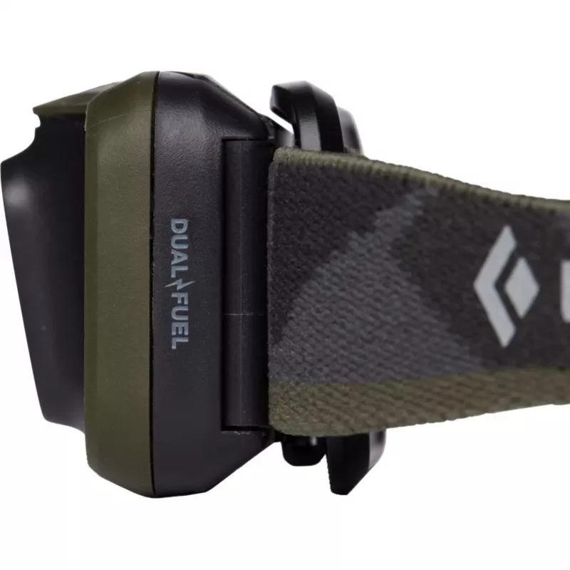 Black Diamond Spot 400 negro, linterna frontal con banda frontal color oliva