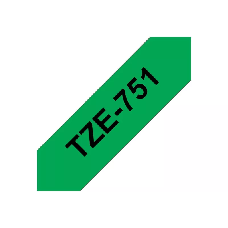 Brother TZe 751 - cinta laminada - negro sobre verde - rollo (2,4 cm x 8 m) - 1 rollo(s) - para P-Touch PT-2420, 2430, 2450, 2460, 2470, 2480, 2700, 2