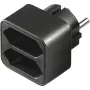 Adaptador de red 1x conector schuko > 2x euro, adaptador de enchufe negro, ladrón de enchufes compacto