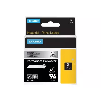 DYMO 19 mm RHINO Permanent Polyester - Negro sobre gris - Poliéster - D1 - Bélgica - Caja (S0718200)