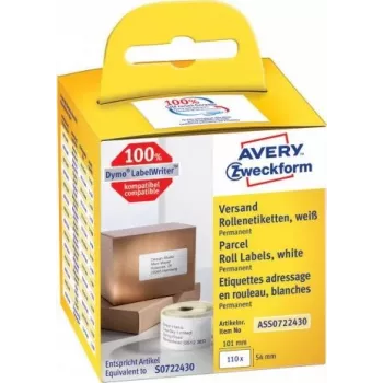 Avery Zweckform ASS0722430 etiquetas de envío/dirección, 54 x 101 mm, blanco, 110 etiquetas por rollo