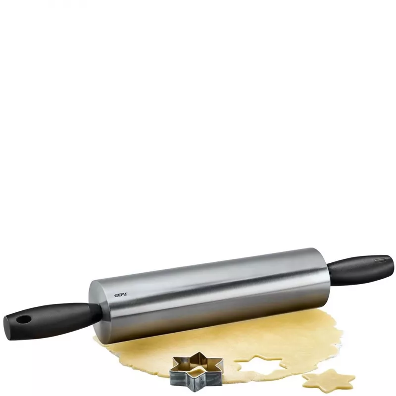 Rodillo de cocina GEFU 14631 acero inoxidable superficie lisa 70 mm