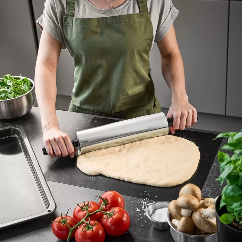 Rodillo de cocina GEFU 14631 acero inoxidable superficie lisa 70 mm