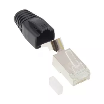 Alcasa Good Connections conector de red RJ45 - Cat. 6A / 500 MHz - pack ahorro de 50 - BLINDADO - para cable bruto Cat.7 - Cat. 6A - cable Cat.6 - 50µ dorado