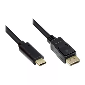 Cable adaptador USB-C™ conector macho a DisplayPort 1.2 conector macho, 4K2K / UHD 60Hz, CU, negro, 5m, Good Connections® (GC-M0108)
