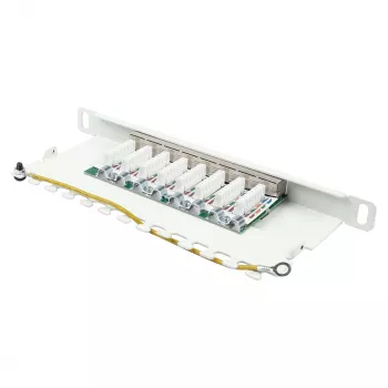 Patch panel 25,40cm (10) Cat. 6, 8 puertos, 0,5 U, STP blindado, apertura sin herramientas, blanco puro (RAL9010), Good (GC-N0125)
