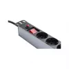 Regleta de enchufes 48,30cm (19), 1HE, conector macho Schutzkontakt a 8x conector hembra Schutzkontakt, ÜSS, interruptor, perfil de aluminio, Good Connections® (GC-N0087)