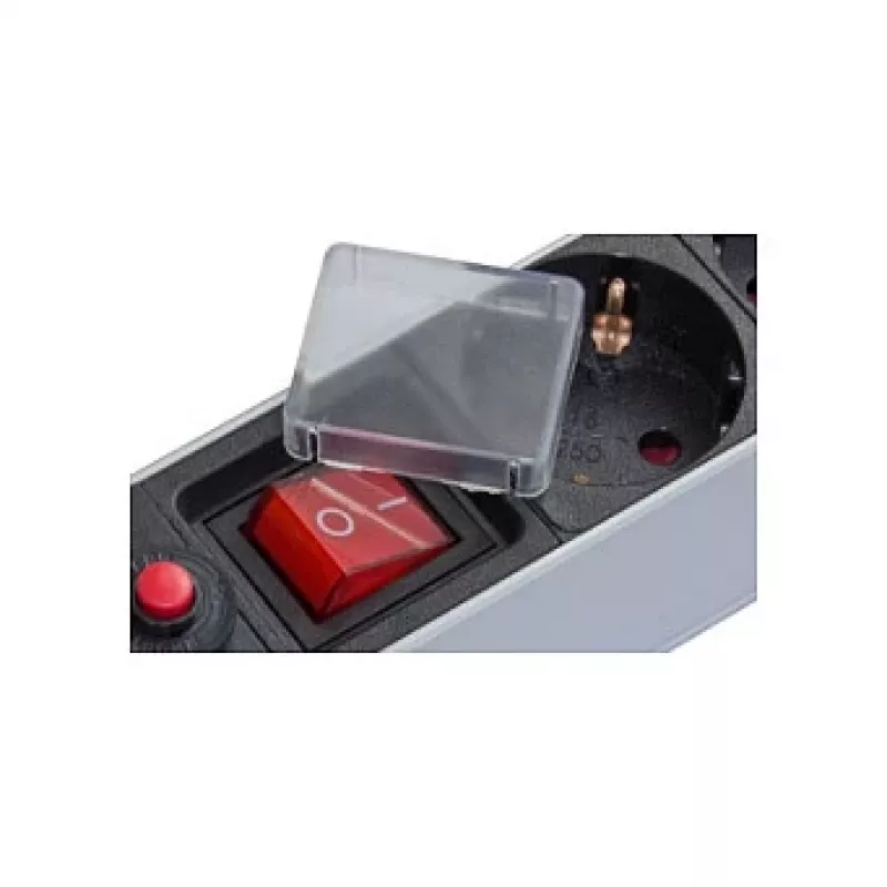 Regleta de enchufes 48,30cm (19), 1HE, conector macho Schutzkontakt a 8x conector hembra Schutzkontakt, ÜSS, interruptor, perfil de aluminio, Good Connections® (GC-N0087)
