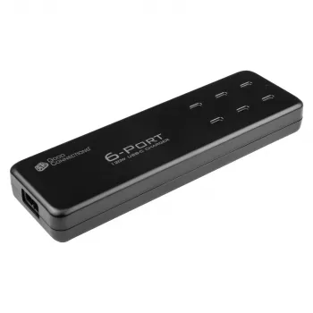 Estación de carga rápida USB de sobremesa 120W, 6 puertos (6x USB-C™), PD 3.0, QC 4+, negro, Good Connections (PCA-D003S)