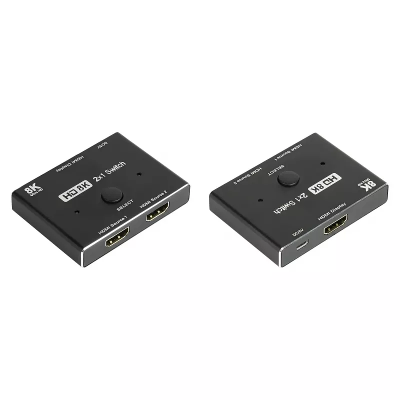 Alcasa Conmutador HDMI - HDMI - Negro - Metal - 7680 x 4320 - Datos - Oro (GC-M0261)