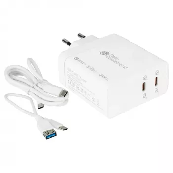 Good Connections GC Cargador rápido USB 140W tecnología GaN, 2x USB-C, PD 3.1, QC 5.0, PPS blanco -• Cargador rápido USB 140W• para smartphones