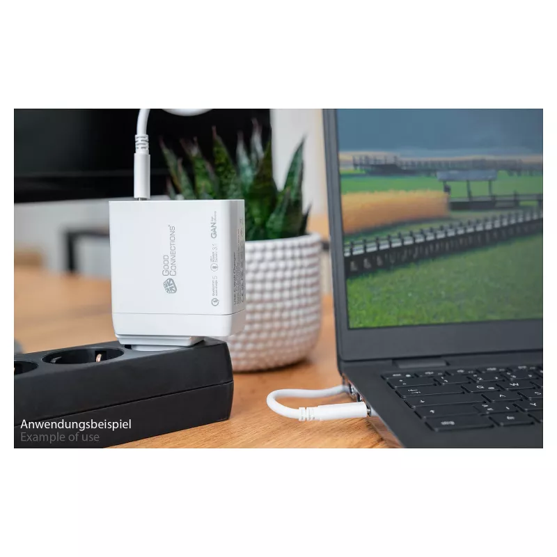Good Connections GC Cargador rápido USB 140W tecnología GaN, 2x USB-C, PD 3.1, QC 5.0, PPS blanco -• Cargador rápido USB 140W• para smartphones