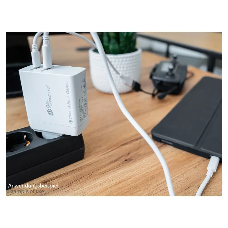 Good Connections GC Cargador rápido USB 140W tecnología GaN, 2x USB-C, PD 3.1, QC 5.0, PPS blanco -• Cargador rápido USB 140W• para smartphones