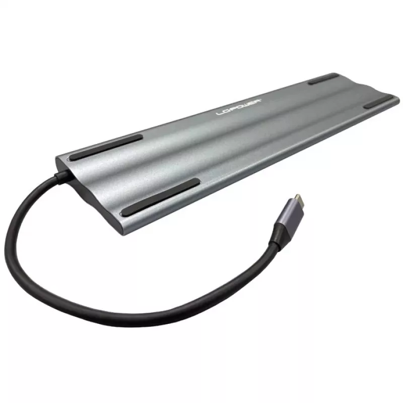 LC-Power LC-HUB-C-MULTI-8 USB-C a 3xUSB-A/2xUSB-C/HDMI/VGA/MicroSD/SD/RJ45/Audio