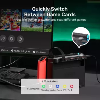 Unitek G1002D lector de tarjetas de juego de 4 ranuras para Nintendo Switch