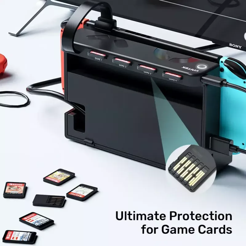 Unitek G1002D lector de tarjetas de juego de 4 ranuras para Nintendo Switch
