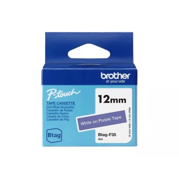 Cinta de etiquetar Brother BTAG-F35 blanco sobre lila 1,2 cm 4 m