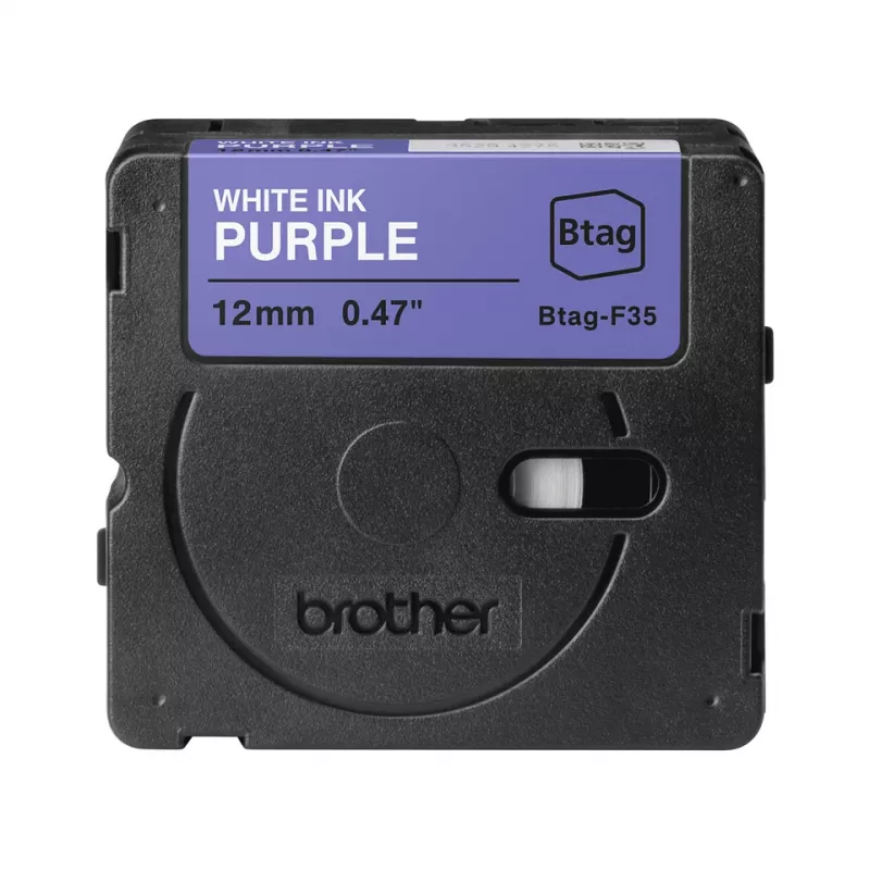 Cinta de etiquetar Brother BTAG-F35 blanco sobre lila 1,2 cm 4 m