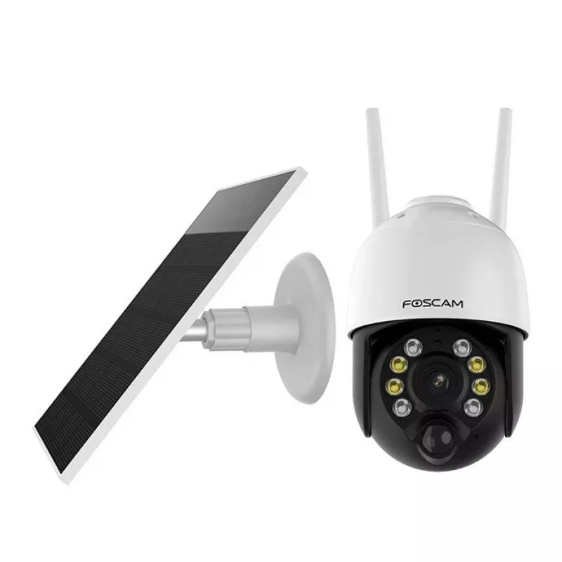 Cámara de seguridad IP Foscam B4 domo 4 MP (2560×1440), Wi-Fi 2,4 GHz, IP65, solar + batería 5000 mAh, giro 355°, inclinación 90°