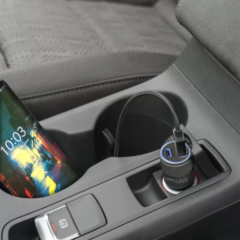 4smarts Rapid+ - Fuente de alimentación para coche - 27 W - 3 A - QC 3.0, PD - 2 puertos de salida (USB, USB-C de 24 pines)