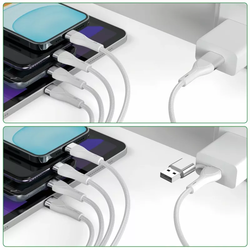 4smarts 541024 Cable USB 1,2 m USB A/USB C USB C/Micro USB-A/Lightning blanco (541024)