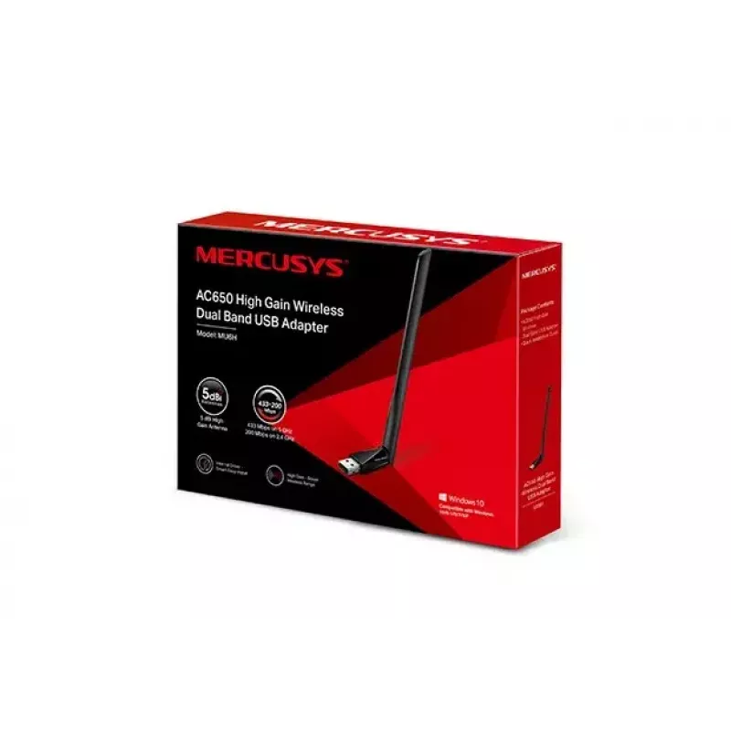Mercusys AC650 Adaptador USB inalámbrico dual band de alta ganancia