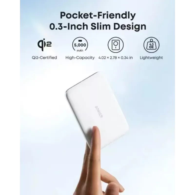 Cargador portátil Anker A1665H21 5000mAh fino blanco