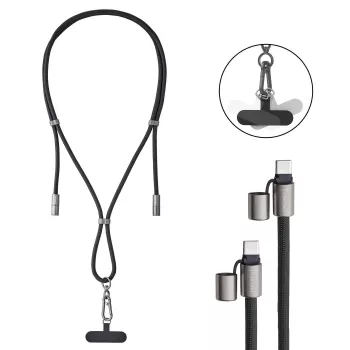Cable USB-C a USB-C 1,65 m / LANYARD Negro 7991000 Intenso