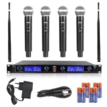 DNA WM4 Vocal Set - Set (micrófono inalámbrico, 4x emisores de mano, sistema de sonido UHF)