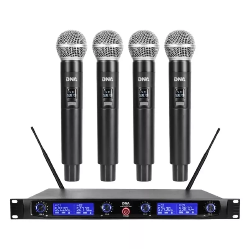 DNA WM4 Vocal Set - Set (micrófono inalámbrico, 4x emisores de mano, sistema de sonido UHF)