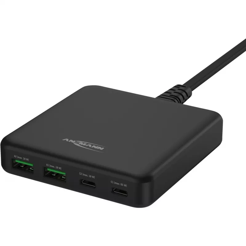 Cargador USB de sobremesa DC465PD (negro, 65 W, PD, Quick Charge 3.0)