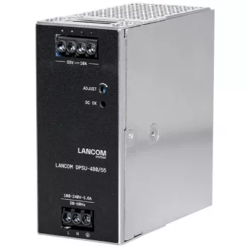 Fuente de alimentación Lancom Systems LANCOM DPSU-480/55 — 480 W, AC 100–240 V, TS35 DIN, negro/acero