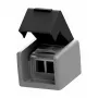 EasyLan Soporte de módulo, vacío, montaje en superficie, salida recta, 2 tomas, IP44, gris claro RAL 7035