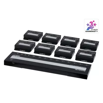 ATEN VS1828KIT Splitter HDMI 4K Cat6 de 8 puertos 8 x receptor 1 transmisor - 8 puertos (VS1828KIT)