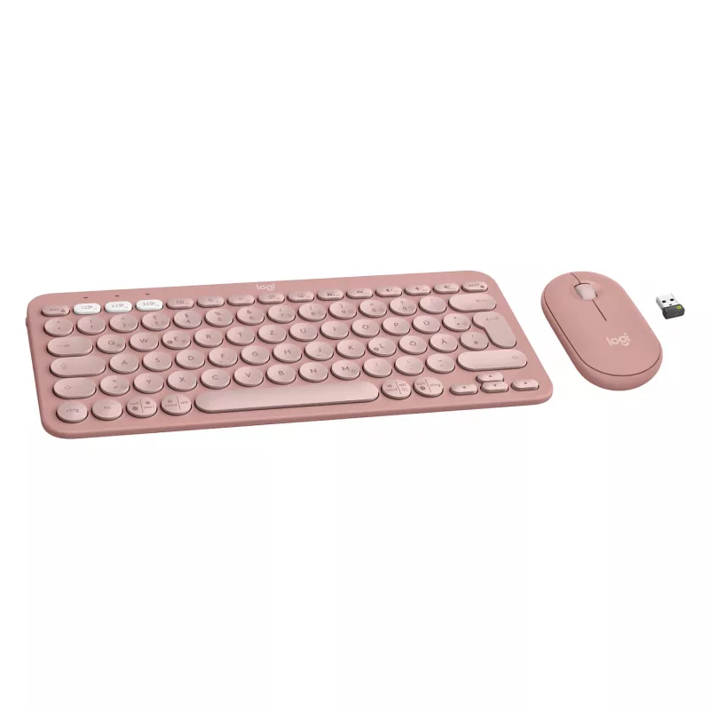 Logitech Pebble 2 Combo teclado ratón incluido Universal RF Wireless + Bluetooth QWERTZ alemán rosa (920-012205)