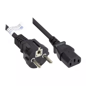 Cable de alimentación conector schuko tipo E+F (CEE 7/7, recto) a C13 (recto), negro, 0,75 mm², 1,5 m, Good Connections® (P0030-S015)
