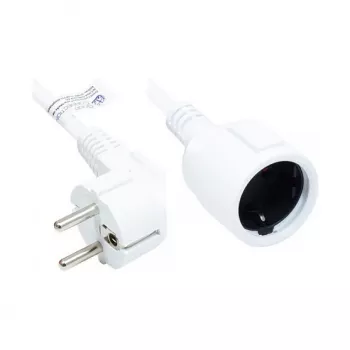 Cable alargador conector schuko macho tipo E+F (CEE 7/7, acodado) a conector hembra schuko tipo F (CEE 7/3, recto), blanco, 1,50 mm², 5 m, Good Connections® (P0102-W050)